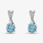  9ct White Gold Aquamarine & Diamond Crossover Stud Earrings OJE1703-AQ