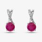  9ct White Gold Ruby & Diamond Crossover Stud Earrings OJE1703-R
