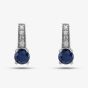  9ct White Gold Sapphire & 0.06ct Diamond Stud Earrings OJE1704-BS
