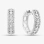 9ct White Gold Diamond Three Row Hoop Earrings PE04865