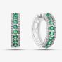 9ct White Gold Emerald and Diamond Three Row Hoop Earrings PE04865 EM
