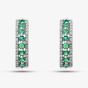 9ct White Gold Emerald and Diamond Three Row Hoop Earrings PE04865 EM