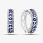 9ct White Gold Sapphire and Diamond Three Row Hoop Earrings PE04865 SA