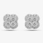 9ct White Gold Diamond Quatrefoil Cluster Stud Earrings PE04940