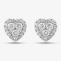 9ct White Gold Diamond Heart Shape Cluster Stud Earrings PE04941