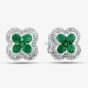 9ct White Gold Emerald and Diamond Quatrefoil Cluster Stud Earrings PE04942 EM