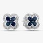 9ct White Gold Sapphire and Diamond Quatrefoil Cluster Stud Earrings PE04942 SA