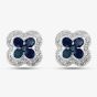 9ct White Gold Sapphire and Diamond Quatrefoil Cluster Stud Earrings PE04942 SA