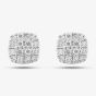 9ct White Gold & Pave Diamond Square Stud Earrings DE1646W 