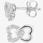 9ct White Gold & Pave Diamond Double Open Hearts Stud Earrings PE05599