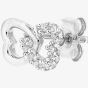 9ct White Gold & Pave Diamond Double Open Hearts Stud Earrings PE05599