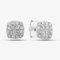 9ct White Gold Diamond Pave Square Shape Cluster Stud Earrings PE20188