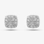 9ct White Gold Diamond Pave Square Shape Cluster Stud Earrings PE20188