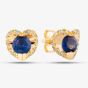 9ct Yellow Gold 0.08ct Diamond & Sapphire Heart Stud Earrings PE20239