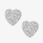 9ct White Gold 0.10ct Diamond Pave Heart Stud Earrings DE1647W