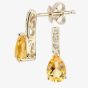 9ct Yellow Gold Pear Shaped Citrine & Diamond Stud Earrings DE1602Yct