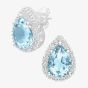 9ct White Gold Pear Shaped Blue Topaz & 0.13ct Diamond Halo Stud Earrings PE03553W BT