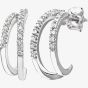 9ct White Gold 0.10ct Diamond Double Row Half Hoop Earrings PE03084W
