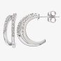 9ct White Gold 0.10ct Diamond Double Row Half Hoop Earrings PE03084W