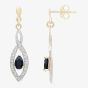 9ct Yellow Gold Sapphire & Diamond Twist Dropper Earrings PE03459Y SA