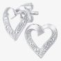 9ct White Gold Open Heart Diamond Stud Earrings PE04605W