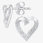 9ct White Gold Open Heart Diamond Stud Earrings PE04605W