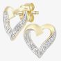 9ct Yellow Gold Open Heart Diamond Stud Earrings PE04605Y