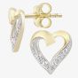 9ct Yellow Gold Open Heart Diamond Stud Earrings PE04605Y