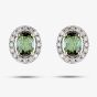 9ct Yellow Gold Green Tourmaline & Diamond Cluster Stud Earrings GE2421G
