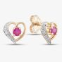 9ct Yellow Gold Ruby & Diamond Heart Stud Earrings LU13760 RUBY
