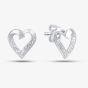9ct White Gold 0.01ct Diamond Open Heart Stud Earrings PE04605W