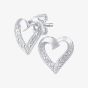 9ct White Gold 0.01ct Diamond Open Heart Stud Earrings PE04605W