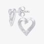 9ct White Gold 0.01ct Diamond Open Heart Stud Earrings PE04605W