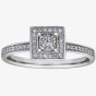 9ct White Gold 0.20ct Princess-cut Diamond Square Cluster Ring 30388WG/20-10