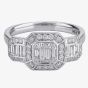 9ct White Gold 0.68ct Multi-cut Diamond Mosaic Trilogy Cluster Ring 30503WG/68-9