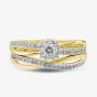 9ct Yellow Gold 0.33ct Brilliant Cut Diamond Cluster Bridal Set Ring THR43256-33NJ