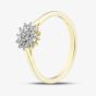 9ct Yellow Gold 0.15ct Diamond Flower Cluster Ring THR48444-15 (YG)