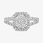 9ct White Gold 1.00ct Diamond Shouldered Square Cluster Ring TH012527R