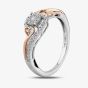 9ct Two Tone Gold 0.20ct Diamond Open Heart Cluster Ring TH012537R