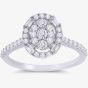 9ct White Gold 0.65ct Diamond Baguette and Brilliant Halo Cluster Ring DR1687-9KW-JK/I1 