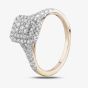 9ct Two Colour Gold 0.50ct Diamond Oblong Cluster Shouldered Ring TH012556R