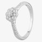 9ct White Gold 0.33ct Diamond Flower Shouldered Ring TH012557R