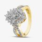9ct Yellow Gold 1.00ct Diamond Cluster Shoulder Set Ring TH012569R