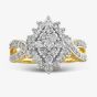 9ct Yellow Gold 1.00ct Diamond Cluster Shoulder Set Ring TH012569R