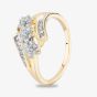 9ct Yellow Gold 0.50ct Diamond Flower Cluster Crossover Ring TH012574R