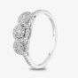 9ct White Gold 0.35ct Diamond Triple Cluster Shoulder Set Ring TH012575R