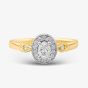  9ct Two Colour Gold Diamond Oval Shoulder Set Halo Ring 30981/33 