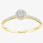 9ct Yellow Gold 0.25ct Diamond Halo Shoulder Set Ring PR12739Y