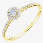 9ct Yellow Gold 0.25ct Diamond Halo Shoulder Set Ring PR12739Y
