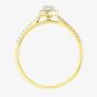 9ct Yellow Gold 0.25ct Diamond Halo Shoulder Set Ring PR12739Y